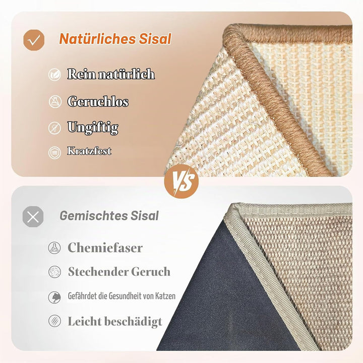 CheerPals Sisal Kratzbrett Katzen mit Sisalkugel - 160° Gebogenes Design, Massives Buchenholz &amp; Natü