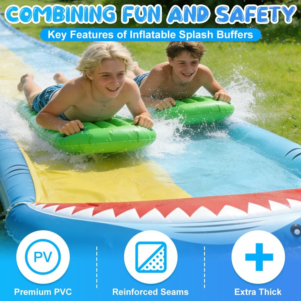Wasserrutsche Garten für Kinder, 15.7ft/480cm Wasserrutschbahn mit 2 Bodyboards, Doppelte Rutschbahn