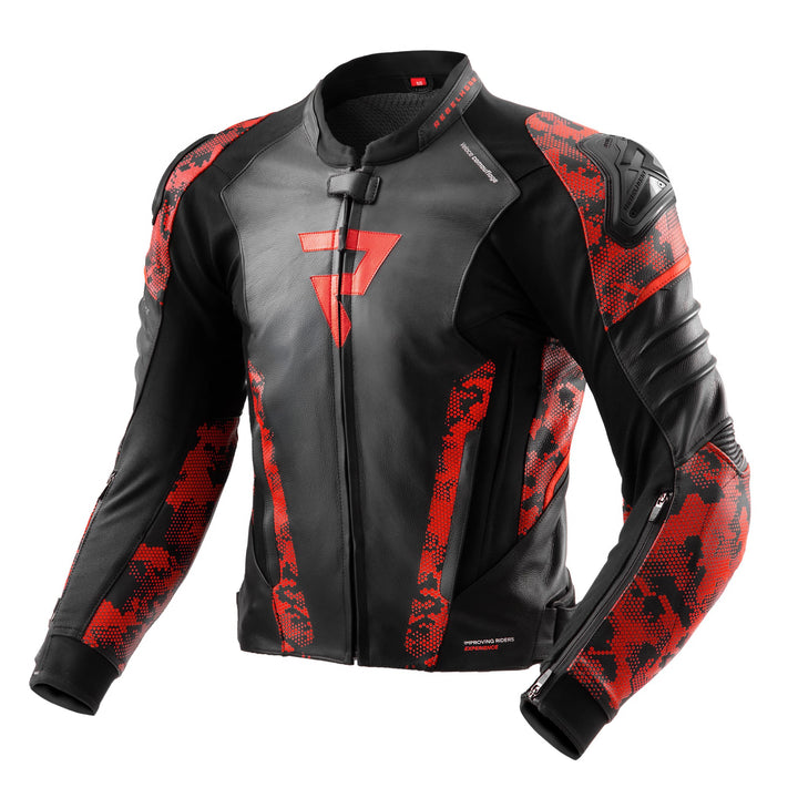 REBELHORN Veloce Motorradjacke Herren | Leder | Ellbogen und Schulterprotektoren Stufe 2 | Schulters