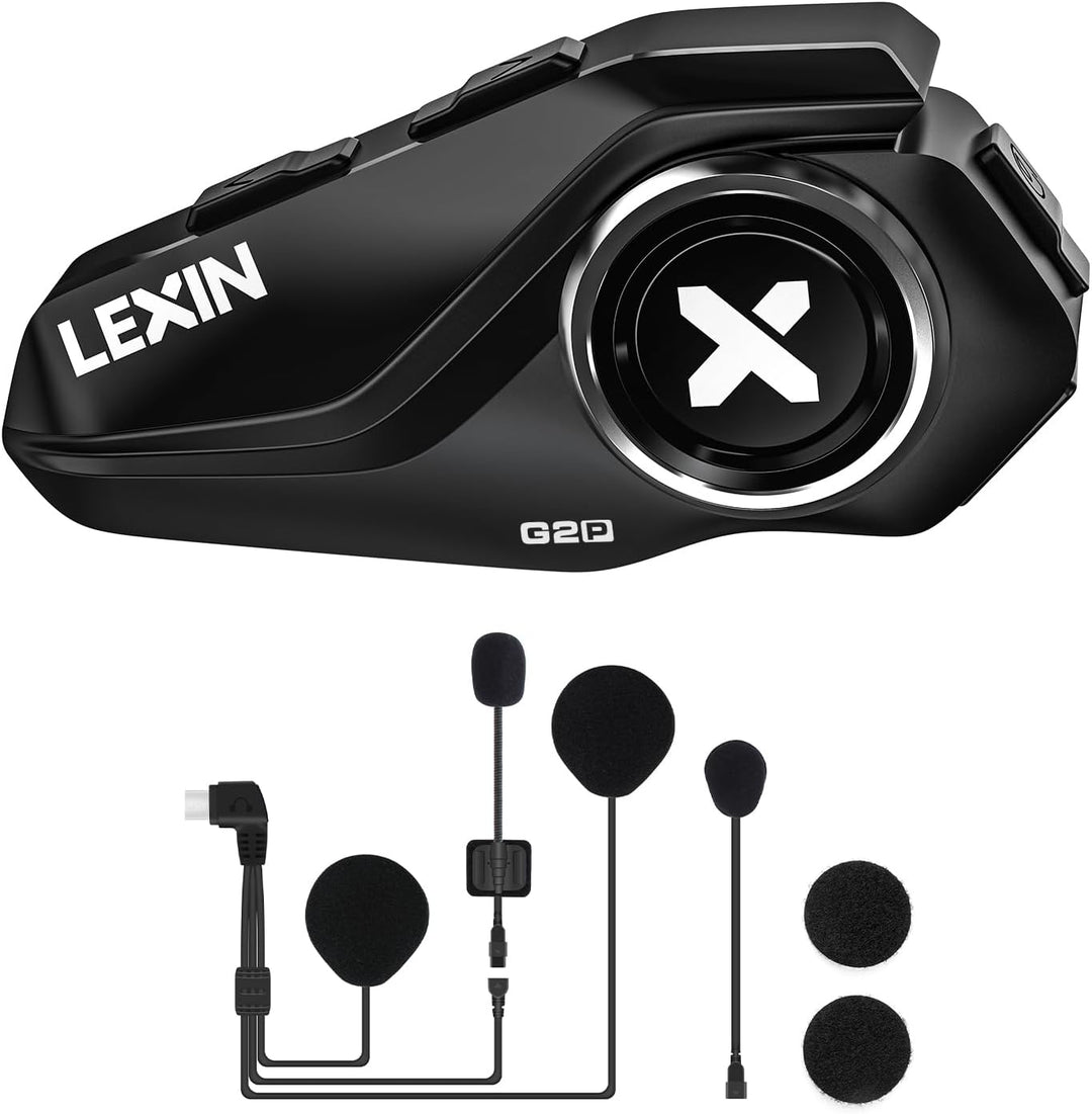 LEXIN G2 Motorrad Bluetooth Headset, Helm Kommunikationssystem für 2 bis zu 6 Personen in Reichweite