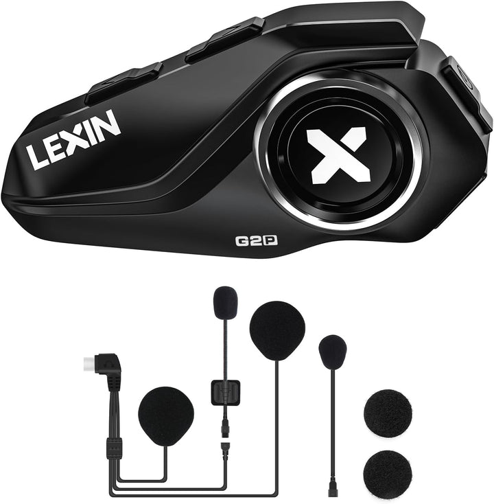 LEXIN G2 Motorrad Bluetooth Headset, Helm Kommunikationssystem für 2 bis zu 6 Personen in Reichweite