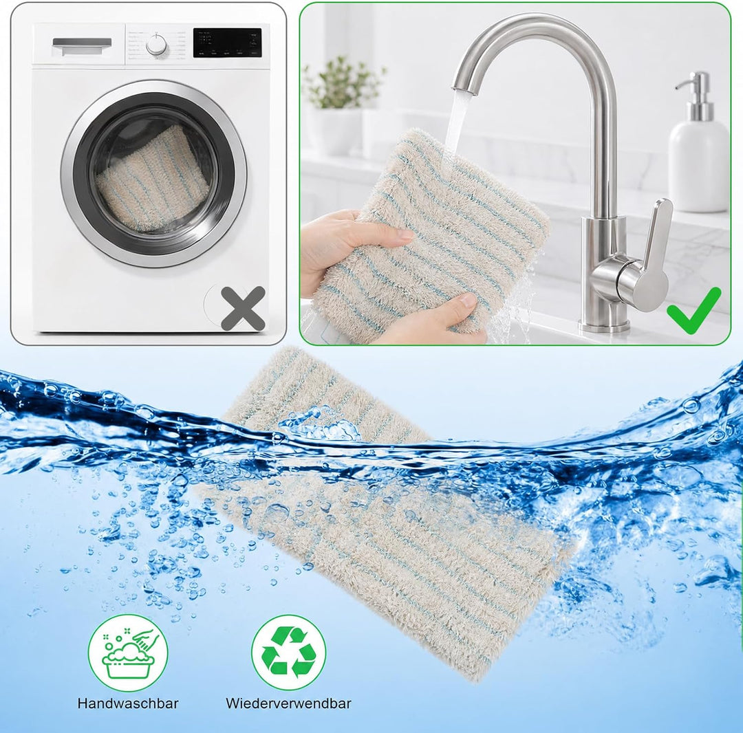 4 Stück Ersatz-Wischbezüge für Leifheit Profi XL Micro Duo / Profi XL Cotton Plus, Bodenwischer Ersa