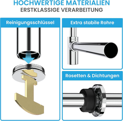 Bächlein Design Siphon Universal für Waschbecken & Waschtisch - Abflussgarnitur passgenau - Geruchsv