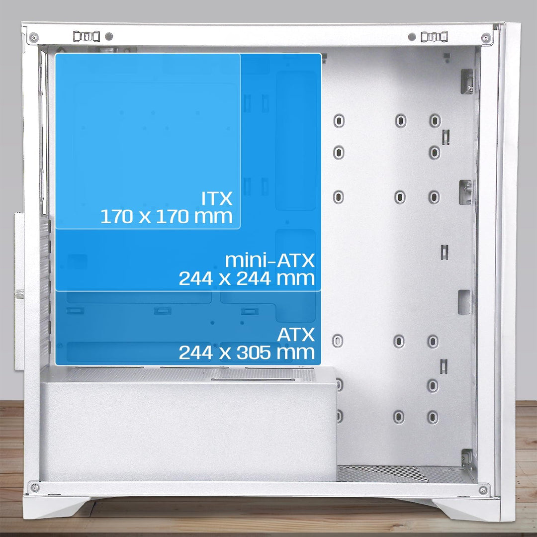 2024 Neu - NW1 PC-Gehäuse aus Holz - Mittlere Tower kompatibel mit ATX/Micro-ATX/ITX – Typ C USB – L