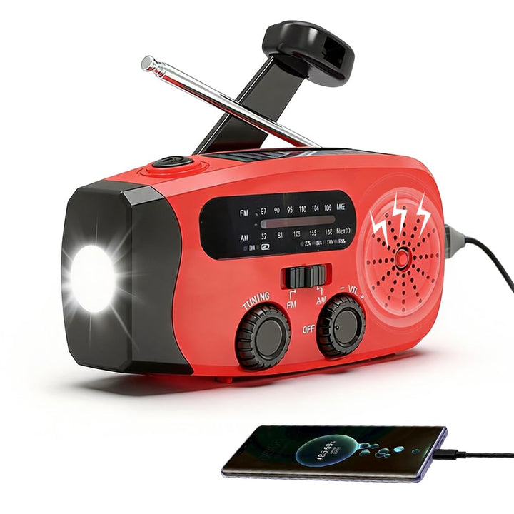 Kurbelradio, 2000mAh Notfallradio Solar Radio mit kurbel und solar, AM/FM/WB Notfall Radio Power Ban