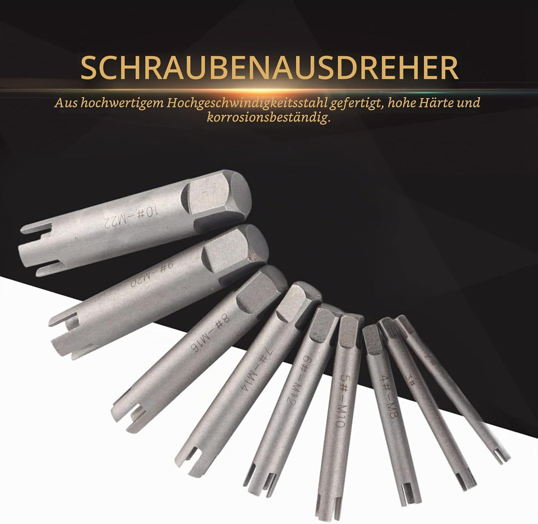 Gebrochener Gewindebohrer aus Schnellarbeitsstahl Gebrochener Schraubenabzieher Schraubenabzieher A