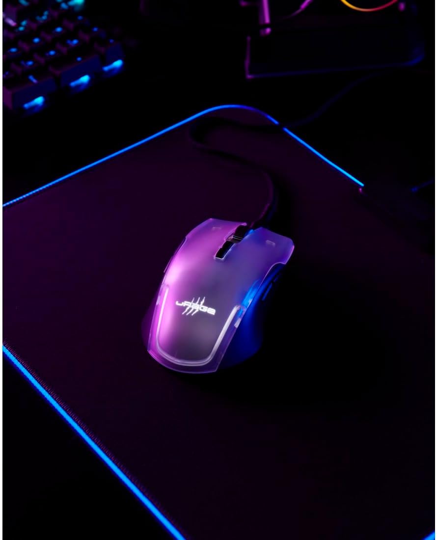 uRage Gaming-Maus Reaper 515 Illuminated, kabelgebundene Maus mit 9 programmierbaren Tasten, bis zu