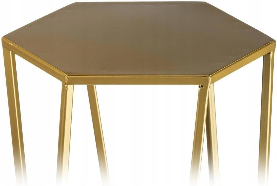 HowHomely Gold Blumenständer Metall 70 cm Hoch - Solider Blumenhocker in Sechseckiger Form - Pflanze