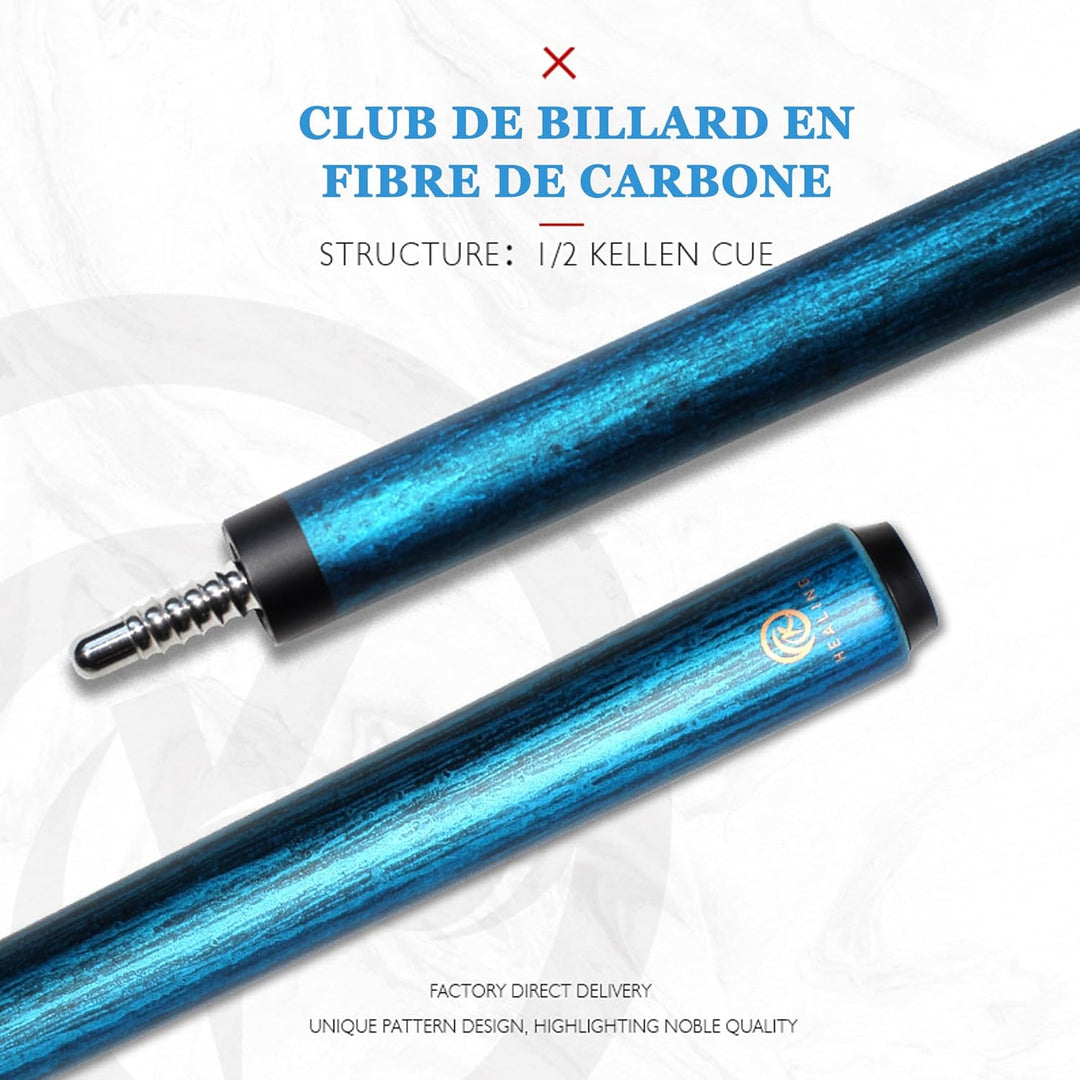 Billardqueue aus Karbonfaser, 12 mm Kopf, niedrige Ablenkung, professioneller Poolqueue, 142,2 cm Sn