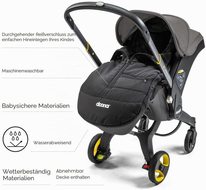 Doona Fusssack - passend für die meisten Autositze, Kinderwagen und Buggys - inkl. gefütterte Decke