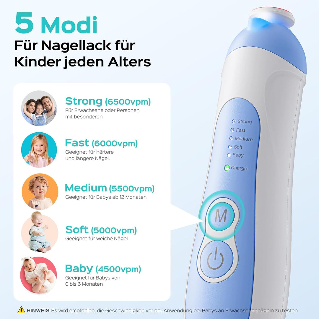 COSLUS Elektrische Nagelfeile Baby Wiederaufladbar: 2026 Electric Baby Nail Trimmer Sanfter 5 Geschw