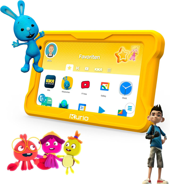 KURIO Kinder Tablet ab 3 Jahren – KiKa Lerntablet für Vorschulkinder mit Silikon-Schutzhülle, 32 GB