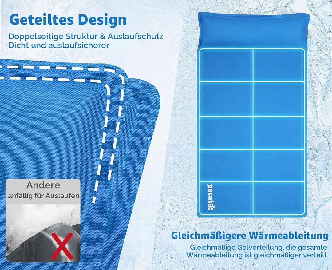 pecute Kühlmatte mit Kissen Hunde Katzen (65 * 50cm), Kuhlmatte für Hund und Katze mit Ungiftiges Ge