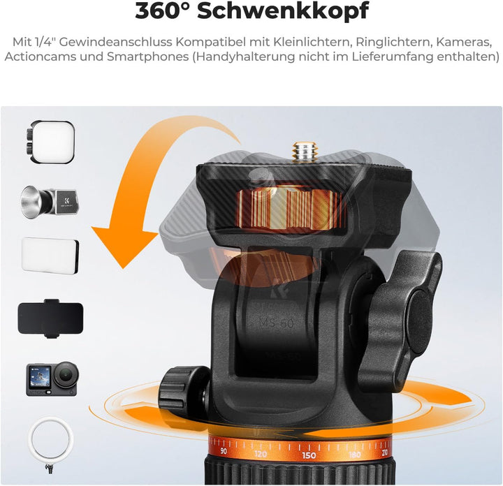 K&F CONCEPT Quick Release Metal Fotografie Lichtstativ 199CM, Tragbar Light Stand für Kamera, Handy,