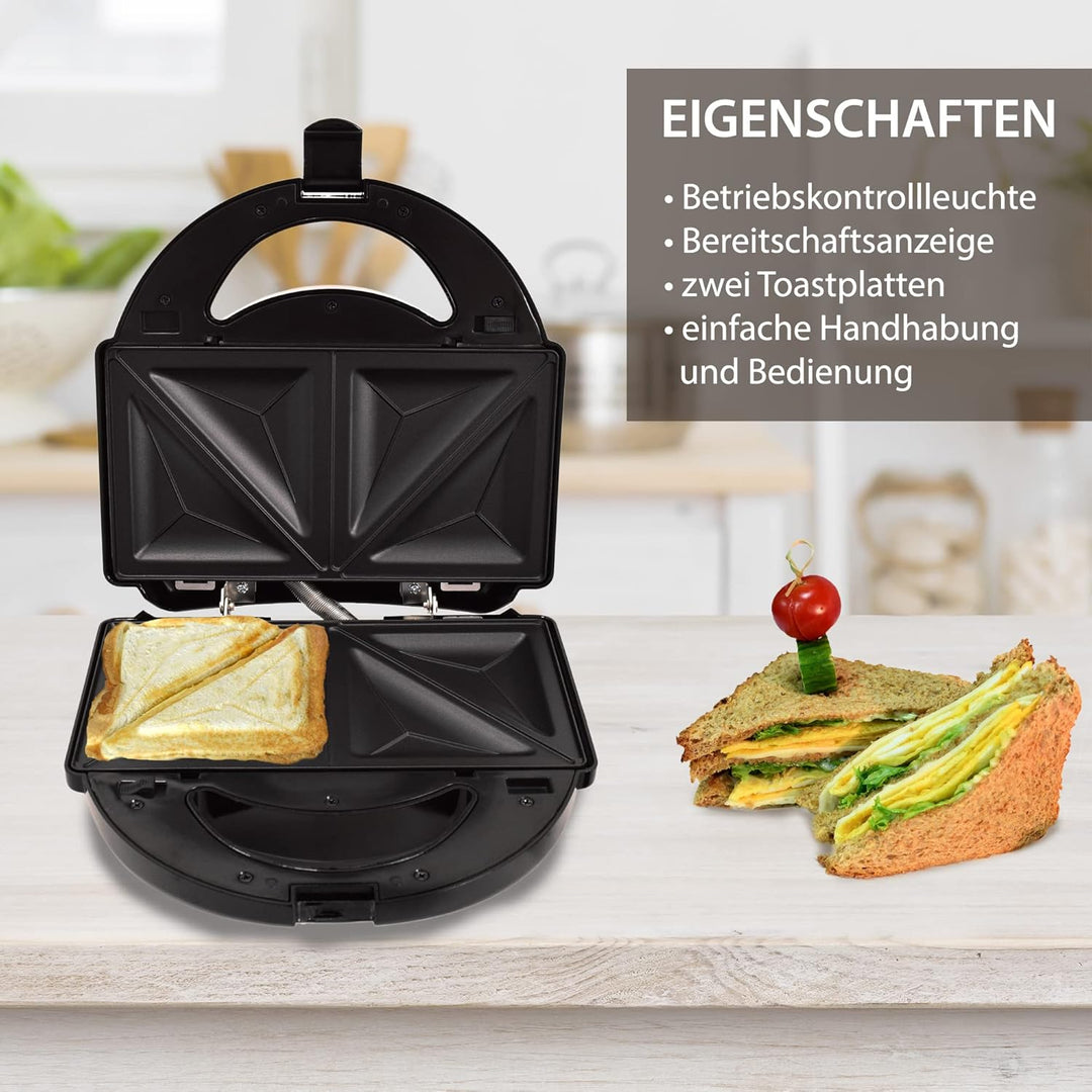 Syntrox Germany SM-750WD Sandwichmaker mit herausnehmbaren und spülmaschinengeeigneten Wechselplatte