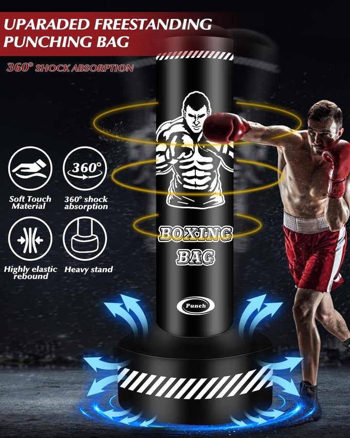 Boxsack Stehend Erwachsene, 180cm Freistehend Boxing Bag Aufblasbare Stehender Boxsack Kickboxing Ta