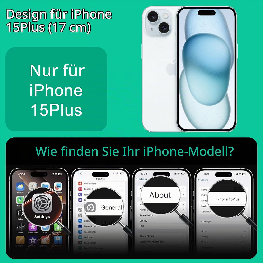 ONES Magnetisch für iPhone 15 Plus Ultradünne Hülle, Kompatibel mit MagSafe, Fallschutz in Militärqu