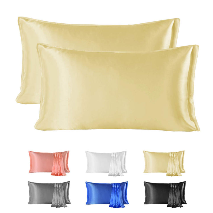 Since Silk 22 Momme Seiden Kissenbezug 2 Stücke Set, 100% Maulbeerseiden Kopfkissenbezug für Haar un