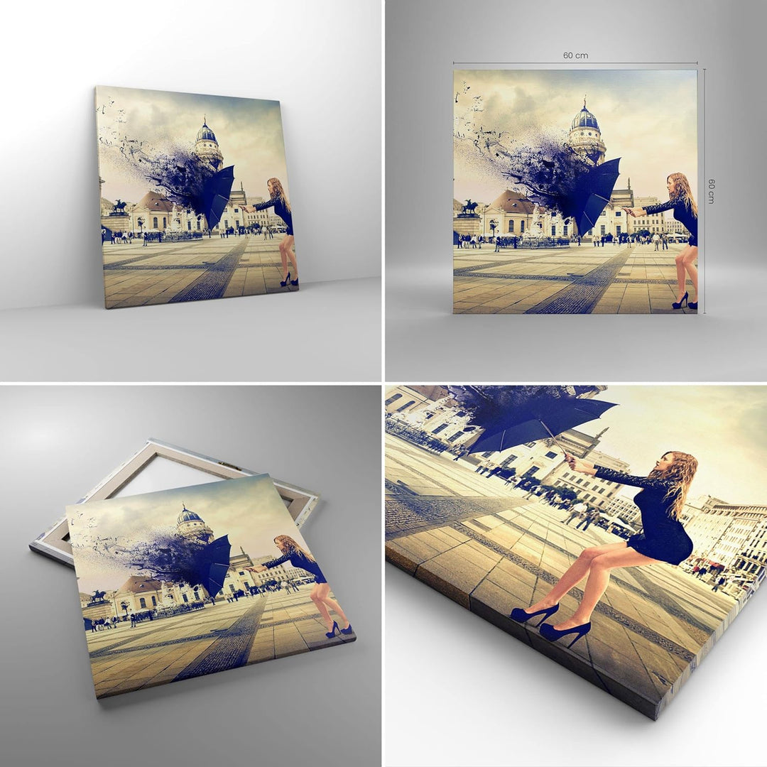 Bilder auf Leinwand Stadt landmarken quadrat regenschirm Leinwandbild 60x60cm Wandbilder Dekoration