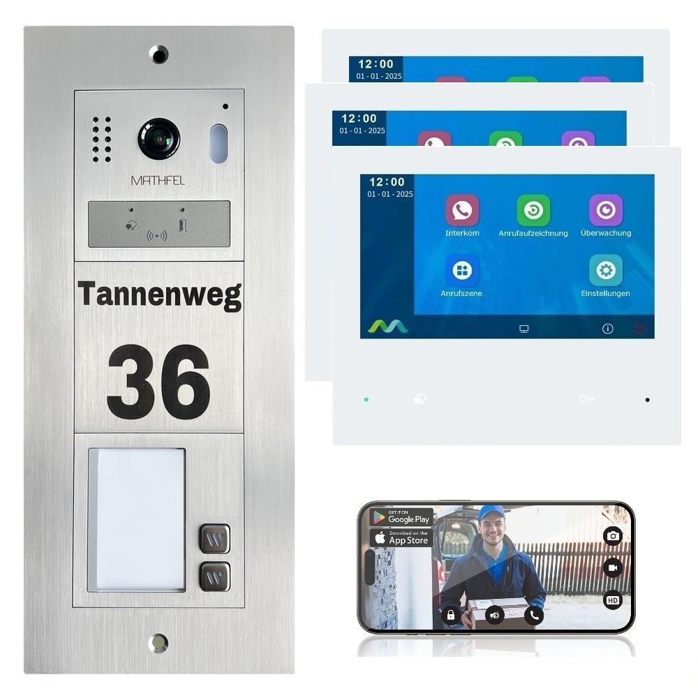 MATHFEL 2-Draht-Bus WLAN Video Türsprechanlage - Personalisierte Aussenstation inklusive Gravur, ide