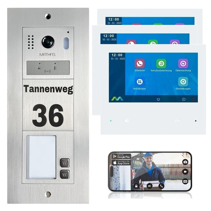 MATHFEL 2-Draht-Bus WLAN Video Türsprechanlage - Personalisierte Aussenstation inklusive Gravur, ide