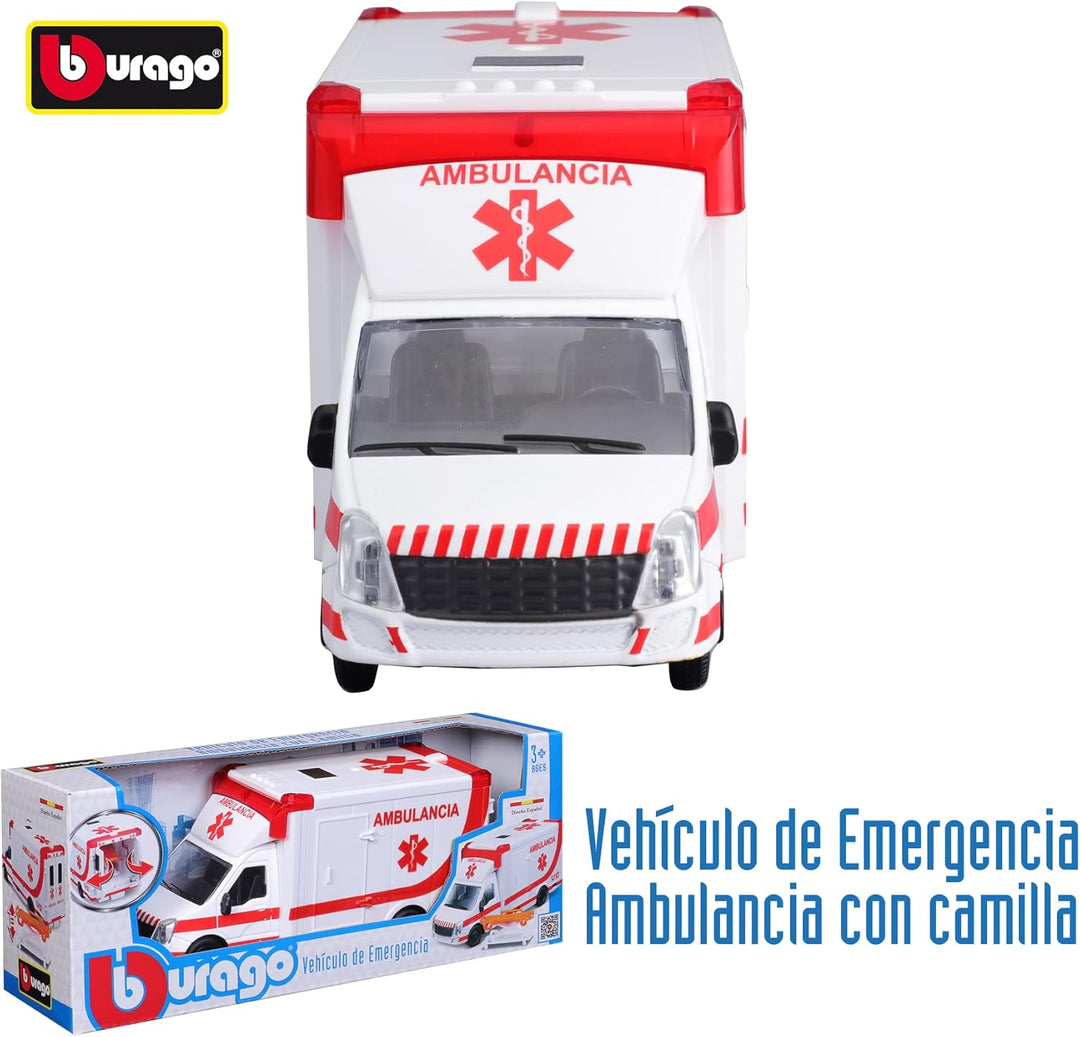 Bburago MUNICIPLE Vehicles Ambulance with Stretcher, Assorted Colours