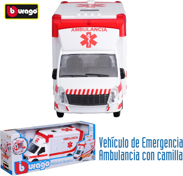 Bburago MUNICIPLE Vehicles Ambulance with Stretcher, Assorted Colours