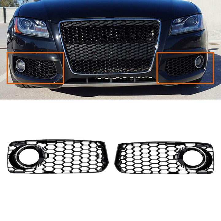 GSRECY Links Rechts Black & Chrome Trim Nebelscheinwerfer Stossstangengrill Abdeckung für S5 B8 Coup