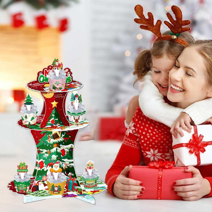 Weihnachts-Party-Papier-Kuchenständer, dekorativer Tisch-Weihnachtsbaum-Kuchenständer, Dessertstände