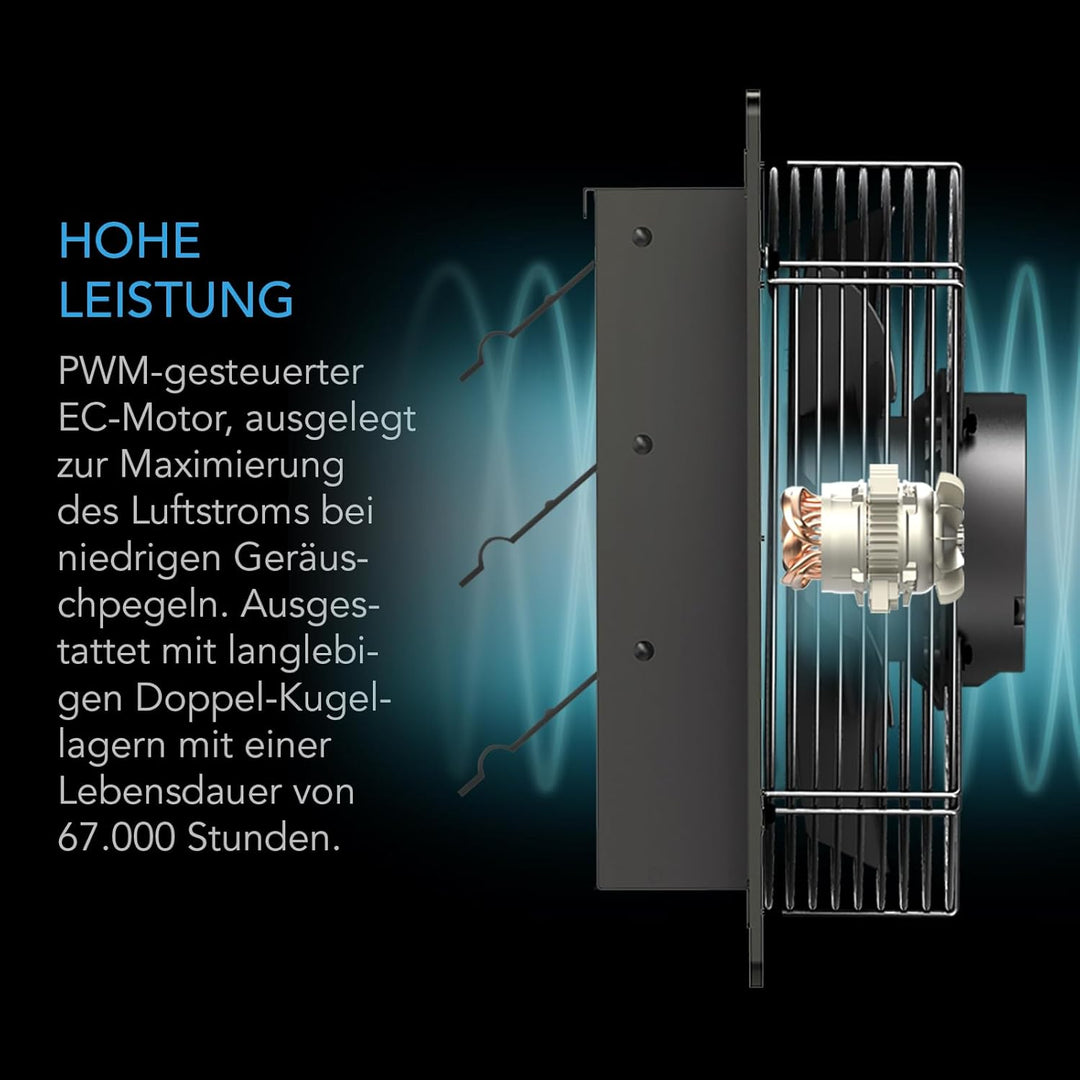 AC Infinity AIRLIFT S14, 350mm-Abluftventilator mit 10-stufigem Drehzahlregler, EC-Motor Wandmontage