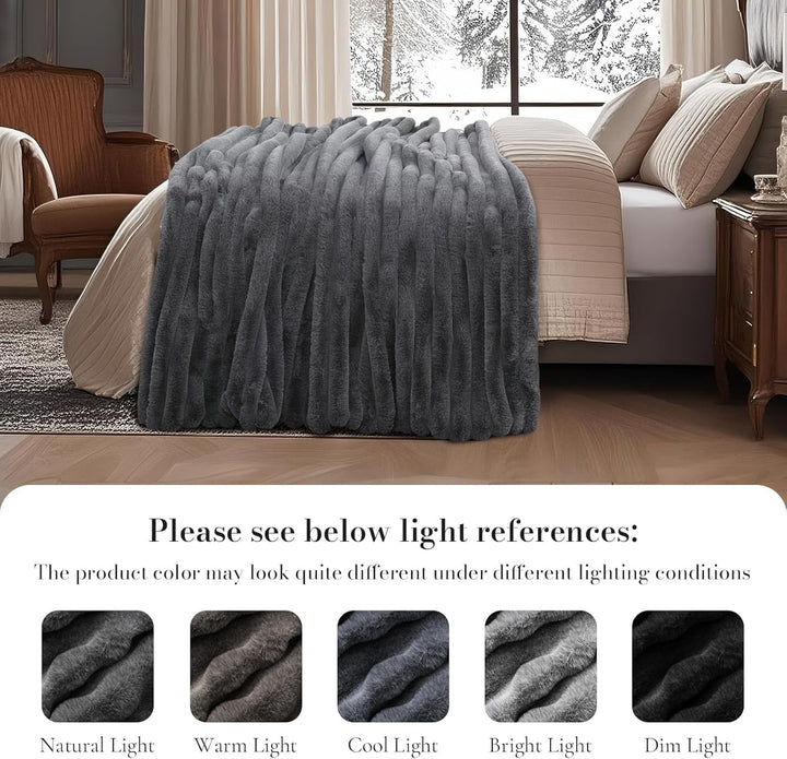 Lanqinglv Kuscheldecke Flauschig Decke Grau,Dicke Kuscheldecke Plüsch Flanell Decke,Weiche Warme Win