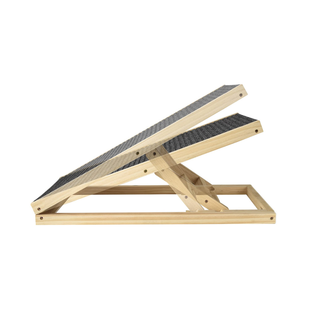 100 cm Hundeleiter Auffahrrampe für Haustiere mit Anti-rutsch Holz-Hunderampe für Haustieremit 4 Höh