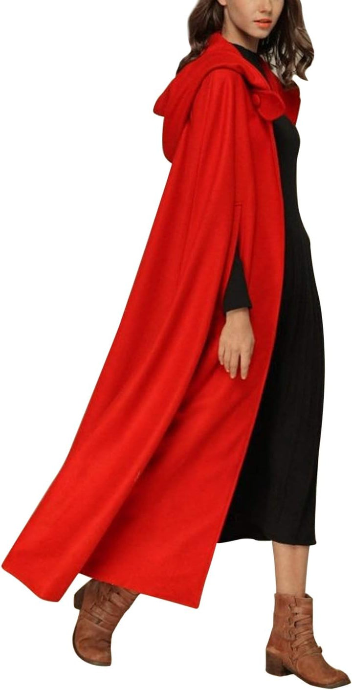JLTPH Damen Herbst Winter Maxi Lose Umhang mit Kapuze Mantel Poncho Kap Strickpulli Longstrickjacke