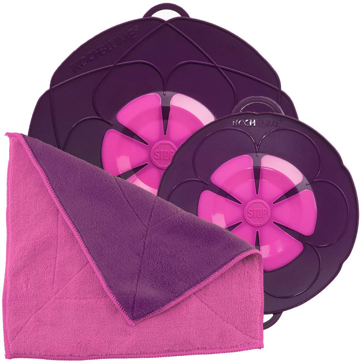 Kochblume Spar-Set für Töpfe von 14 bis 24 cm mit Microfasertuch als Set in der bunten Box | Silikon
