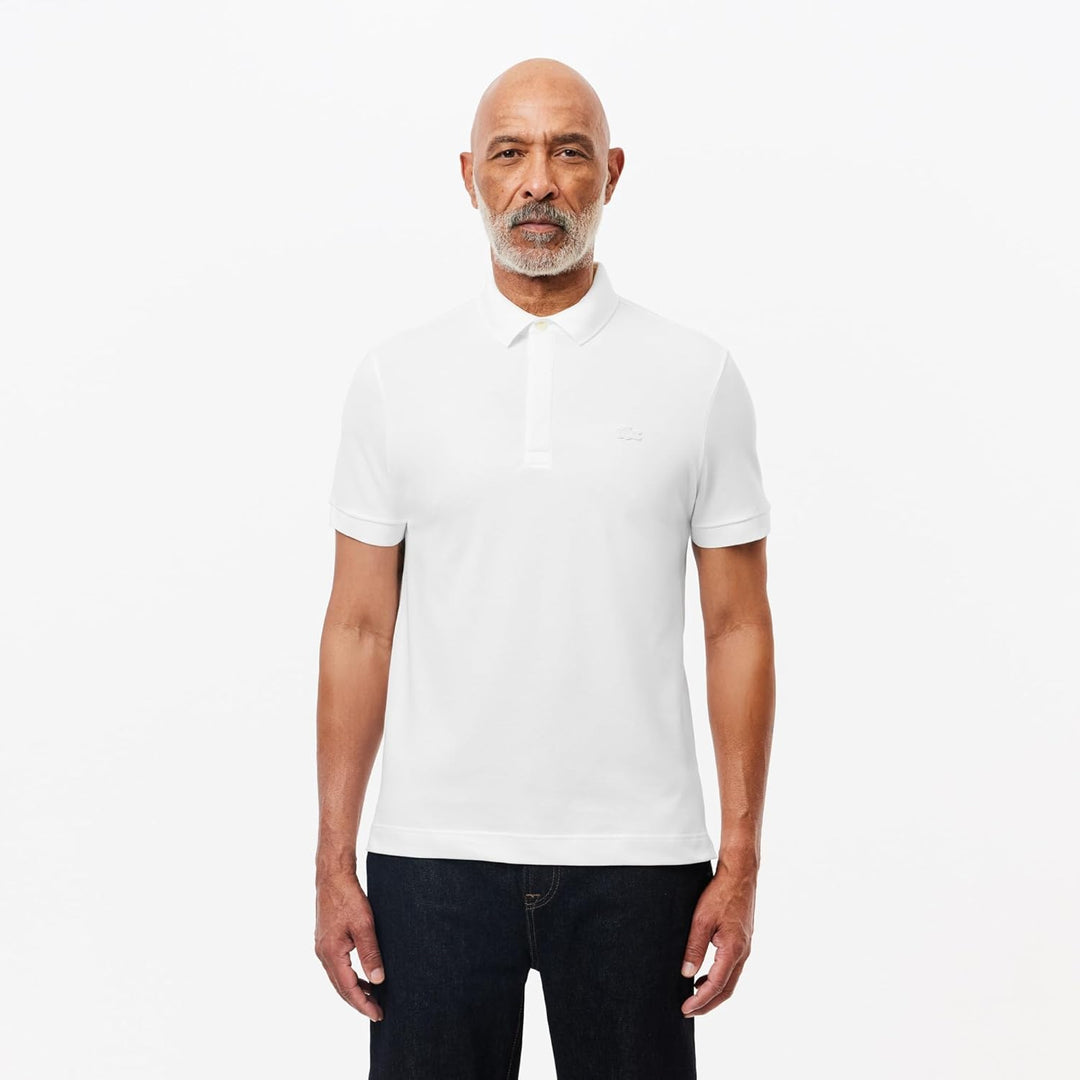 Lacoste Herren Polo-Shirt Kurzarm DH2050, Männer Polo-Hemd,2 Knopf,Regular Fit L White (001), L Whit