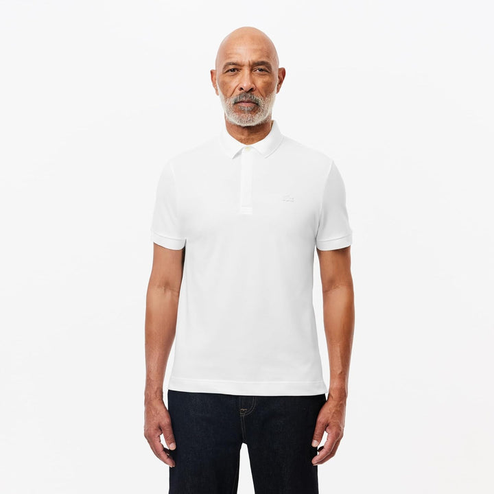 Lacoste Herren Polo-Shirt Kurzarm DH2050, Männer Polo-Hemd,2 Knopf,Regular Fit L White (001), L Whit