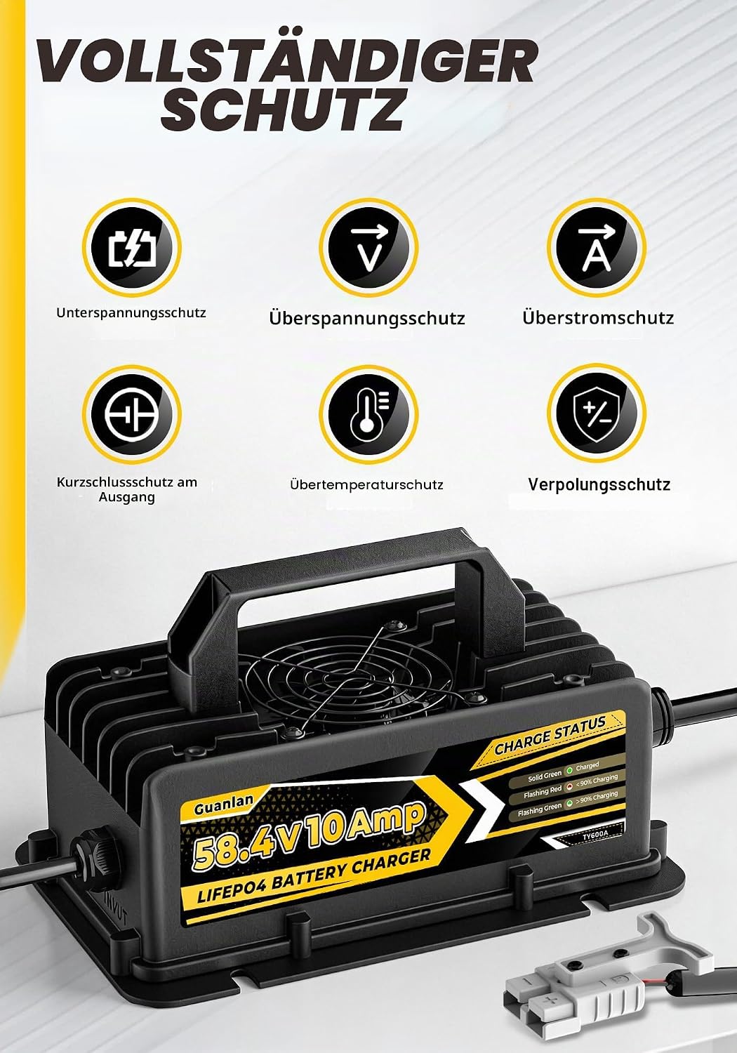 58,4V 10A LiFePO4 Lithium Batterie Ladegerät für 48V(51,2V) Lithium Eisenphosphat, Ladegerät für Lit
