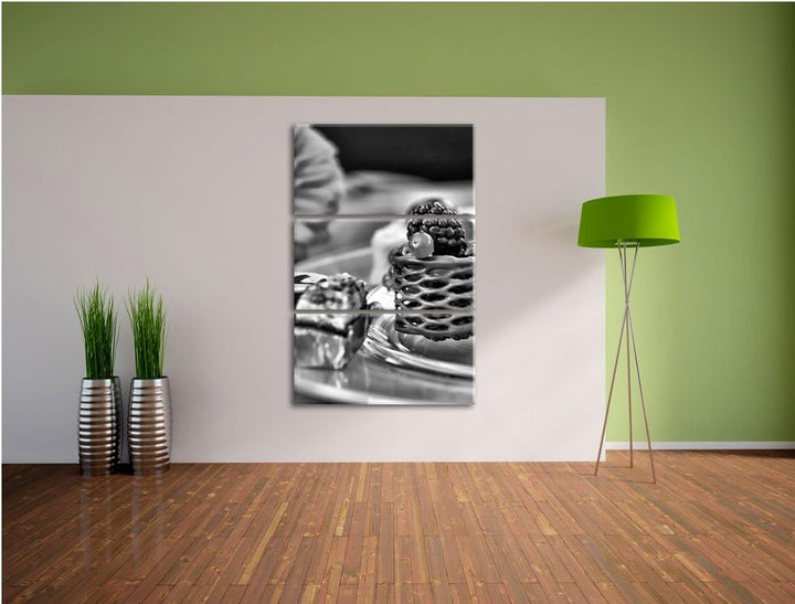 Pixxprint appetitliche Desserts als Leinwandbild/Grösse: 3 Teilig (120x80) cm/Wandbild/Kunstdruck/fe