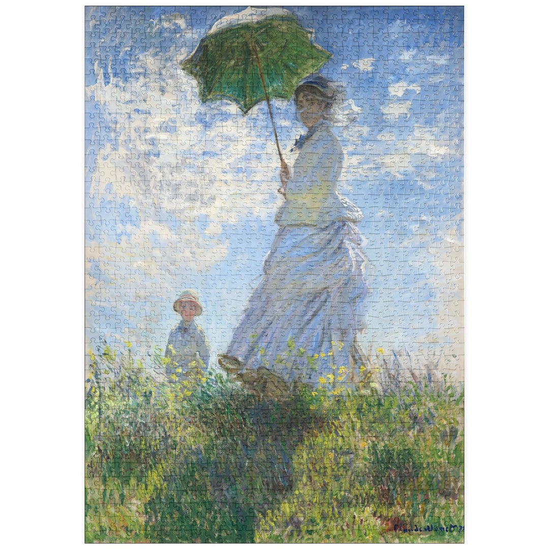 Woman with a Parasol, Madame Monet and Her Son (1875) by Claude Monet - Premium 1000 Teile Puzzle -