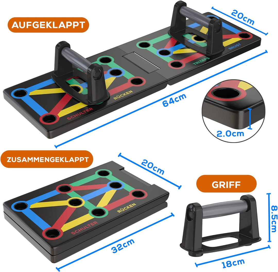 ALPHASKIN® Premium Liegestützbrett Set I Liegestützgriffe Homeworkout I 9 in 1 Push Up Bar I Homegym