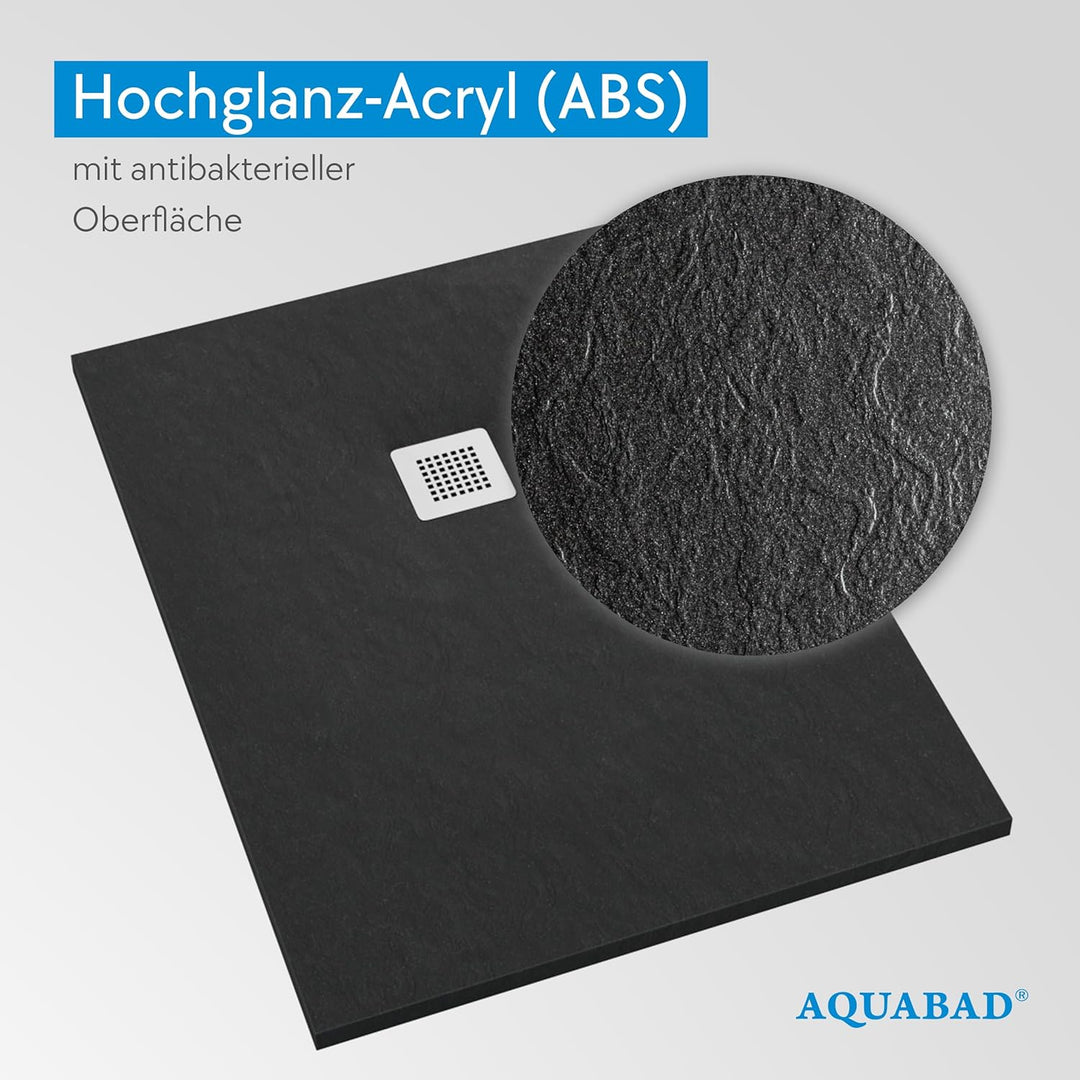 AQUABAD Duschwanne/Duschtasse Palast mit LeakProtect Technologie Black Stone 90x140cm Rechteck - Ble