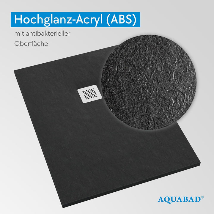 AQUABAD Duschwanne/Duschtasse Palast mit LeakProtect Technologie Black Stone 90x140cm Rechteck - Ble