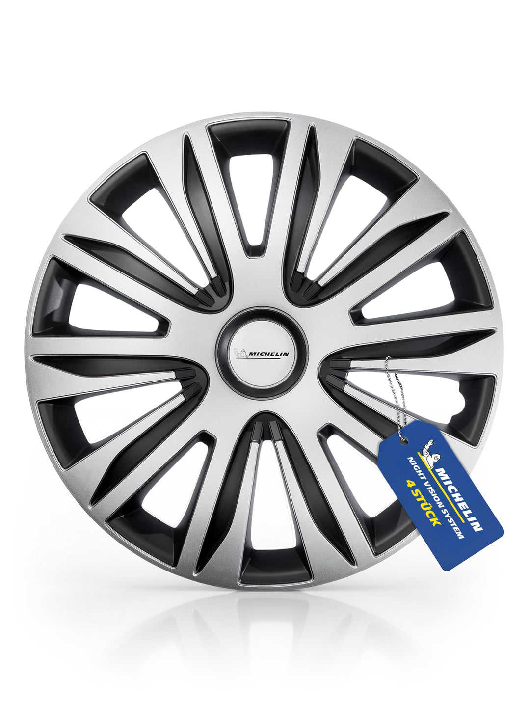MICHELIN Radkappe 13 Zoll Universal Radzierblende Alice 4 er Set Fürs Auto ABS Kunststoff Schwarz/Si