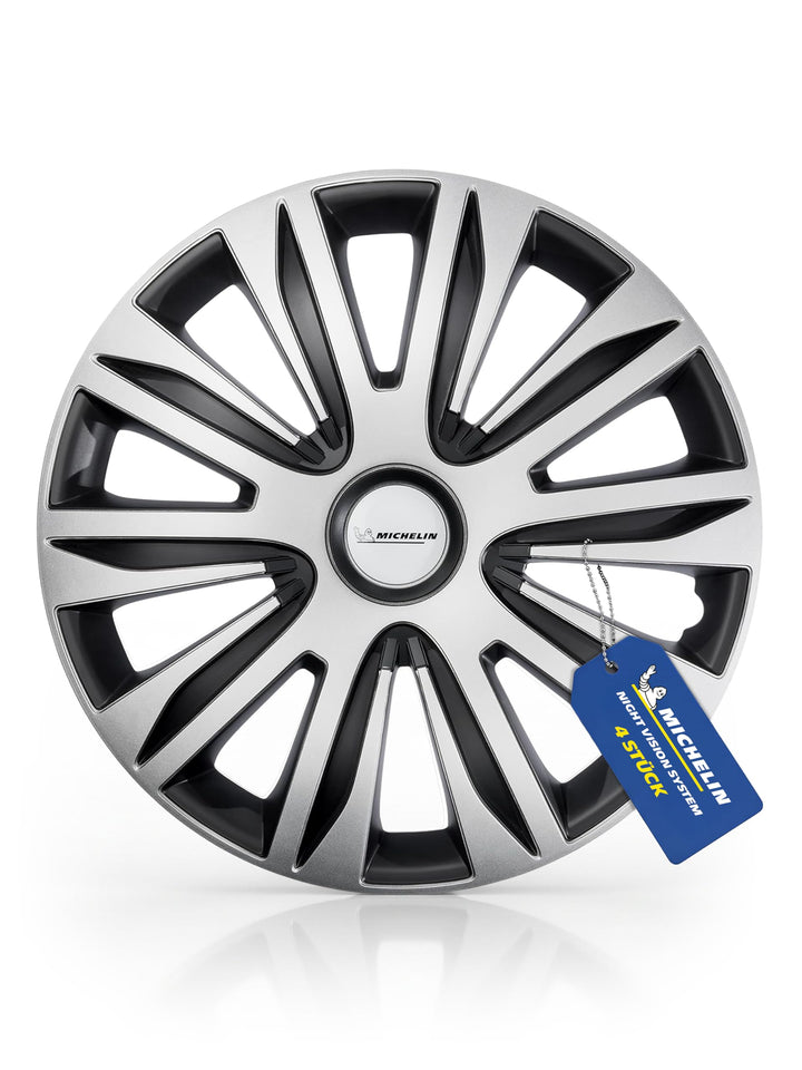MICHELIN Radkappe 13 Zoll Universal Radzierblende Alice 4 er Set Fürs Auto ABS Kunststoff Schwarz/Si