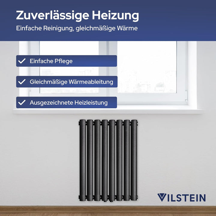 VILSTEIN Design Heizkörper, Wandheizkörper doppellagig, Mittelanschluss und Seitenanschluss, 600x480