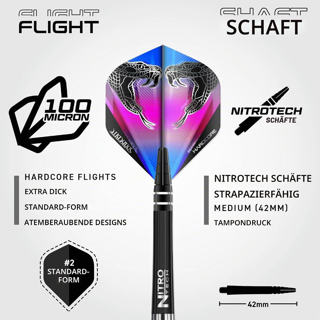 RED DRAGON Peter Wright Snakebite Euro 11: 20g oder 24g Tungsten Darts mit Flights und Schäfte 24.0
