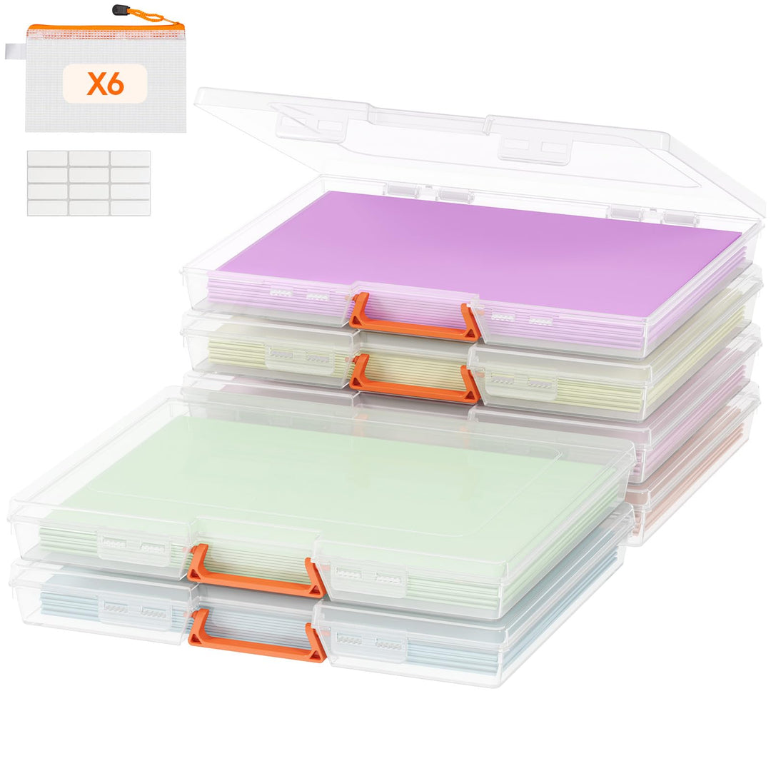Lifewit 6 Pack Stapelbar Aufbewahrungsbox A4 mit Deckel&amp;Griff, Transparent | Kunststoff Archivbox A4
