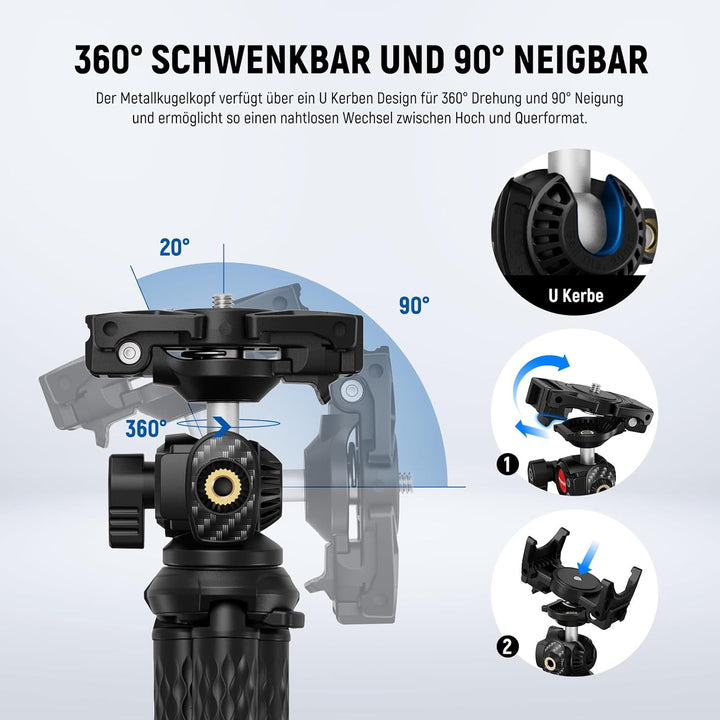 NEEWER Kamerastativ mit Fernbedienung, Mini Flexibl Stativ mit Action Kamera Mount Adapter für Hero