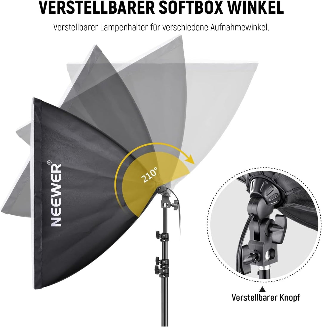 Neewer 60x60cm Softbox mit E27 Sockel 700W Studioleuchte Softbox Set, für Fotostudio-Porträts, Produ