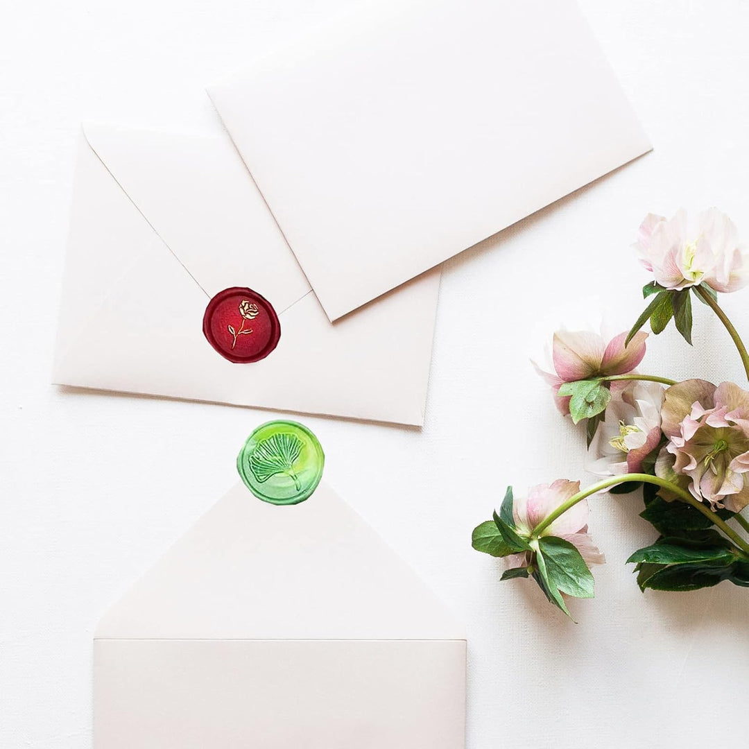AOMAYLL Wachsstempel Set,Siegelstempel-Set für Briefe, Geschenke,1Griff aus Zinklegierung,3 Messingk